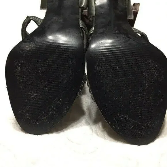 Guess Davisa Gun Metal Silver Grey Leather Stiletto Sandals Size 9.5M - Picture 8 of 8